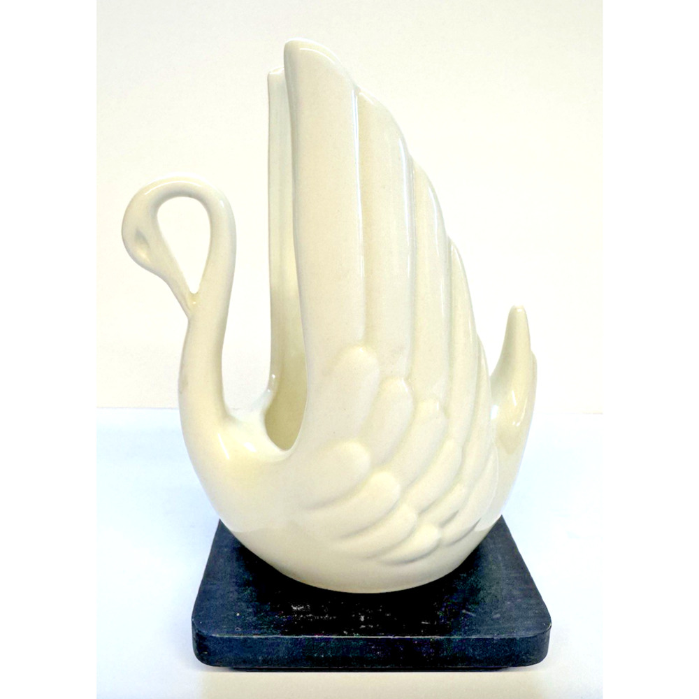White Ceramic Handmade Swan Planter or Vase-Ring Holder-Grandma Core